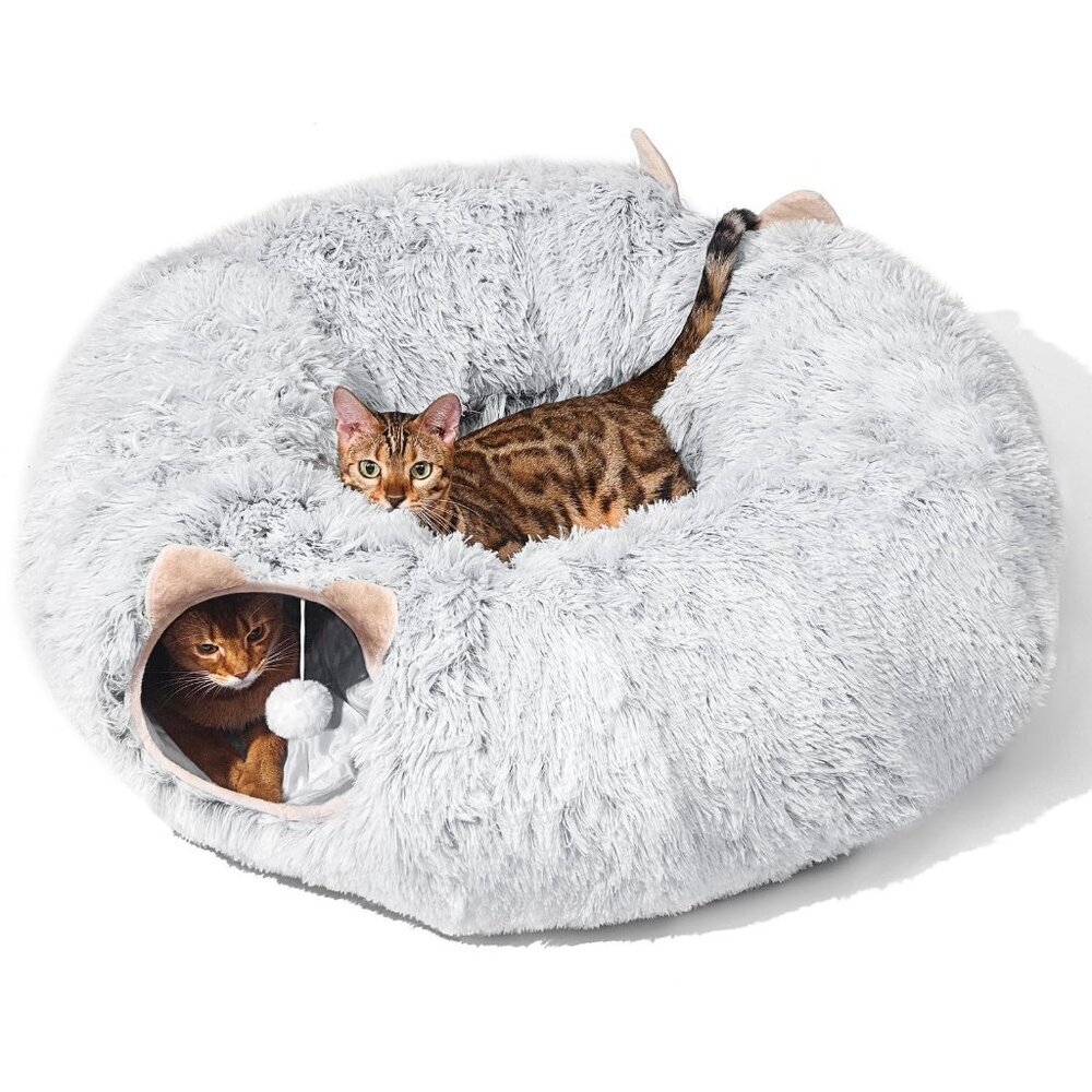 Soft Plush Cat Tunnel Bed Multifunctional Playground Hideout Toy Large